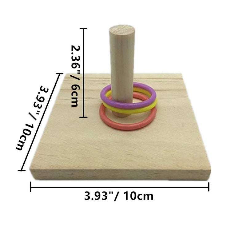 Litewoo Bird Intelligence Training Toy Wooden Parrot Trick Tabletop Toys Color Rings Toss Wooden Base Games Toy - Image 1